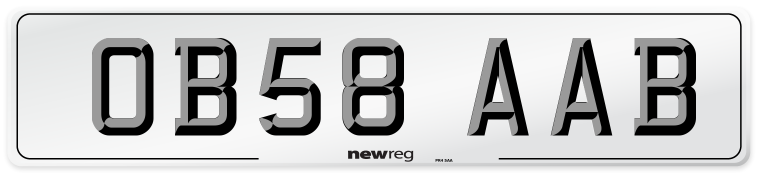 OB58 AAB Number Plate from New Reg